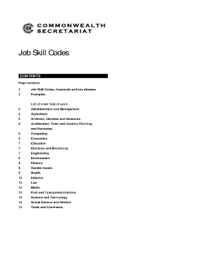 Job Skill Codes booklet - Commonwealth Secretariat - thecommonwealth