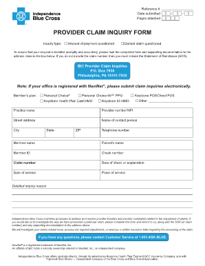 Provider Claim Inquiry Form
