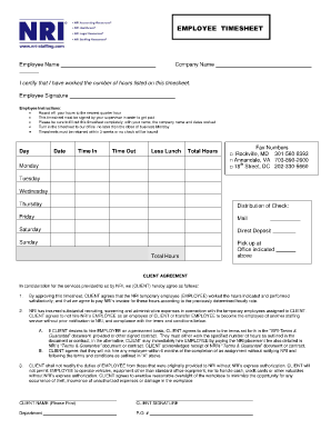 Hourly time log - employee timesheets form