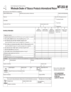 New York Tobacco Products Informational Return