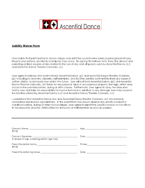 Liability Waiver Form - Ascential Dance