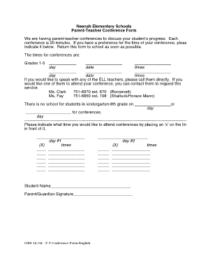 parentteacher conference form