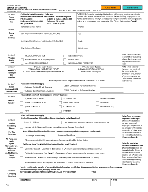 California Vendor Data Record Form 204