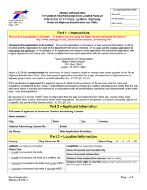 Texas Outdoor Advertising Sign Permit Application