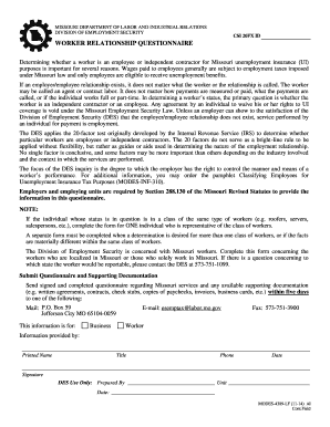 Missouri Worker Relationship Questionnaire
