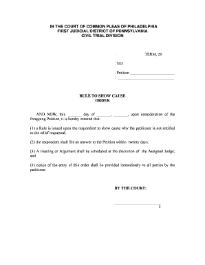 Rule to Show Cause Order