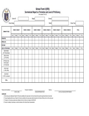 School Form 6 Promotion and Proficiency Report