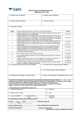 African Growth and Opportunity Act Visa Application