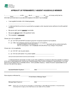 Affidavit of Permanently Absent Household Member