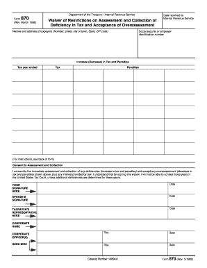 IRS Form 870 Waiver of Restrictions