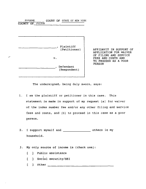 New York Poor Person Affidavit