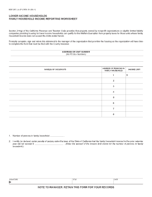 California Family Household Income Reporting Worksheet