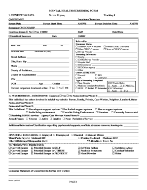 Mental Health Screening Form