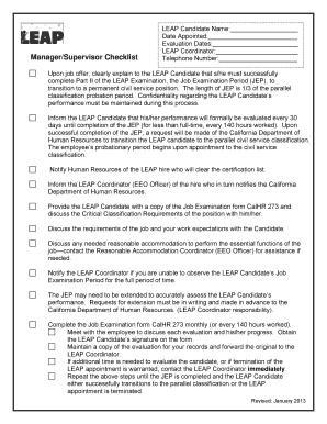 LEAP Candidate Evaluation Checklist