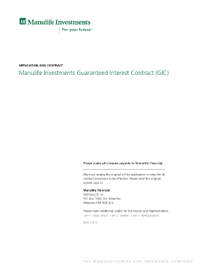 Manulife Guaranteed Interest Contract Application
