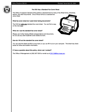 OIG Standard Fax Cover Sheet