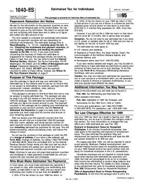 Form 1040-ES Estimated Tax for Individuals