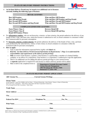 Virginia In-State Delivery Permit Application