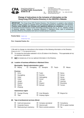 Hong Kong CPA Practice Directory Update Form