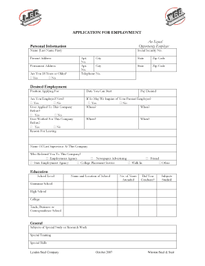 Employment Application Form