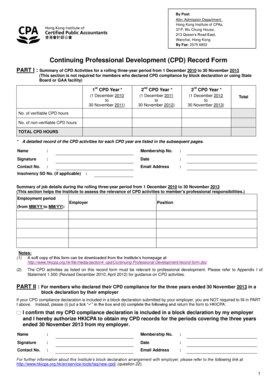 Continuing Professional Development Record Form