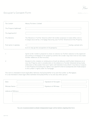 Occupier's Consent Form