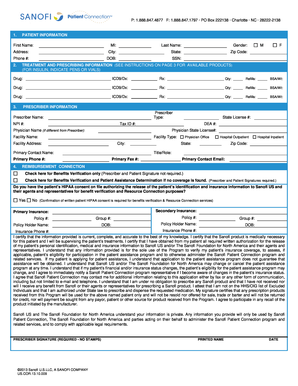 Sanofi Patient Assistance Connection Form