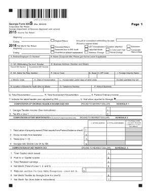 Georgia Form 600S Corporation Tax Return