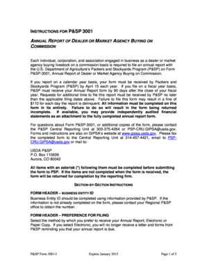 USDA P&SP 3001 Annual Report of Dealer or Market Agency Buying on Commission