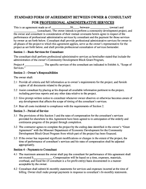 Standard Form of Agreement Between Owner and Consultant