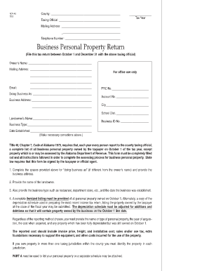 Alabama Business Personal Property Return