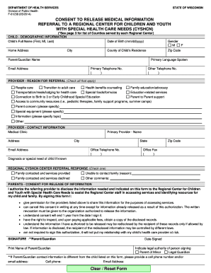 Wisconsin Medical Information Release Consent Form