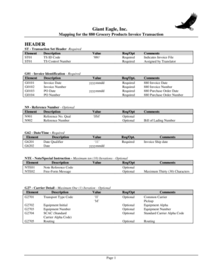 Giant Eagle 880 Grocery Products Invoice Transaction