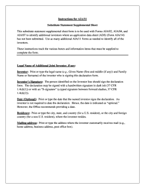AIA/11 Substitute Statement Supplemental Sheet