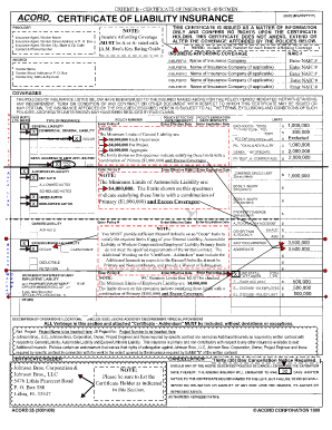 Certificate of Insurance Specimen