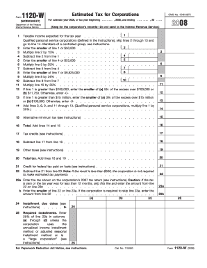 IRS Form 1120-W 2008