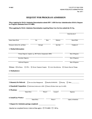 HASA Request for Program Admission Form W-488X