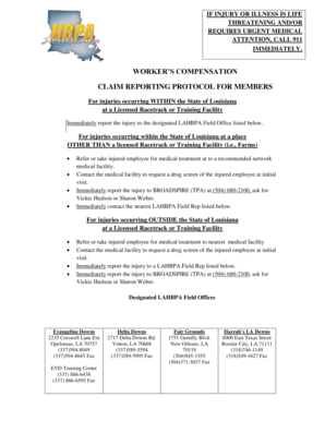 Louisiana Worker's Compensation Claim Reporting Protocol