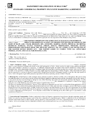 Standard Commercial Property Exclusive Marketing Agreement