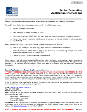 Georgia Senior Exemption Application