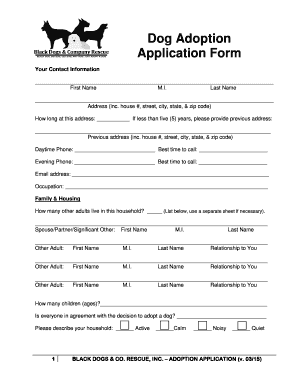 Black Dogs & Company Rescue Adoption Application