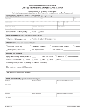 Wisconsin Limited-Term Employment Application
