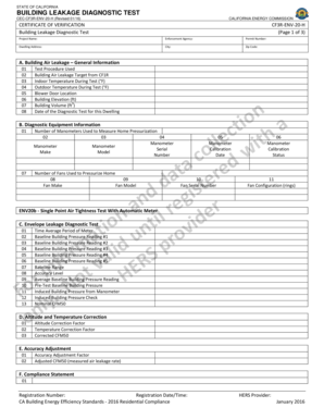 California Building Leakage Diagnostic Test Form