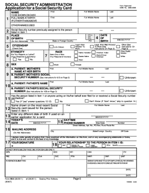 Social Security Card Application Form