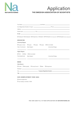 Swedish Association of Scientists Application Form