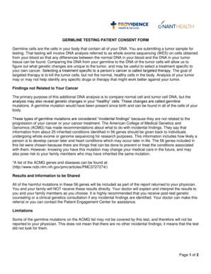 Germline Testing Patient Consent Form