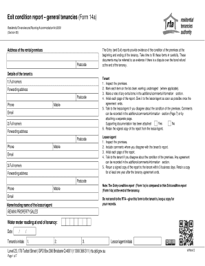 Exit Condition Report Form 14a