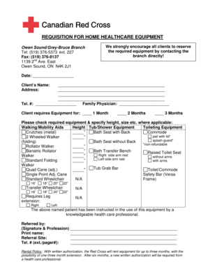Requisition for Home Healthcare Equipment