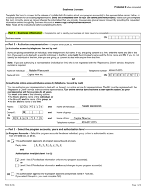 Canada Business Consent Form RC59