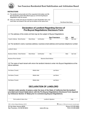 San Francisco Landlord Buyout Disclosure Declaration
